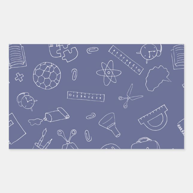 Back To School Study Supplies, Back To School Rectangular Sticker (Front)