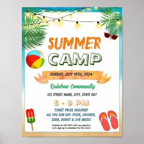 Back to school summer bash event template poster