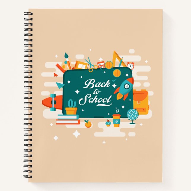 Back to School Supplies Cream  Notebook (Front)