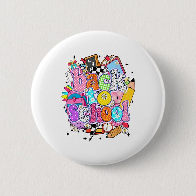 Back To School Supplies First Day Of School Teache Button (Front)