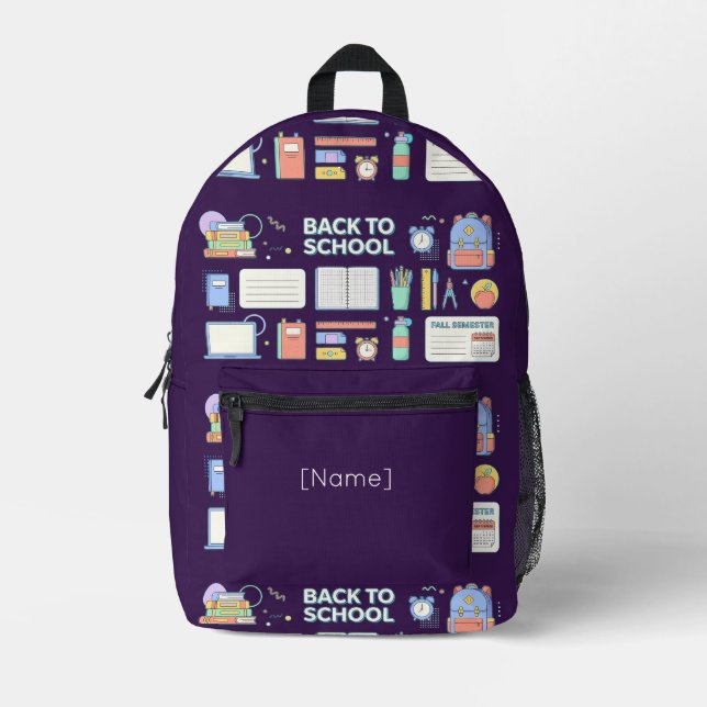 Back to School Supplies Printed Backpack (Front)