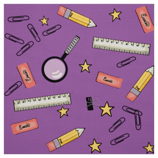 Back to School Supplies / Purple Fabric
