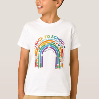 Back to School Supplies Rainbow Teacher Motivation T-Shirt