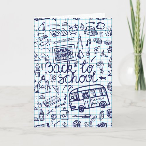 Back to School Supplies Sketchy Notebook decor Card