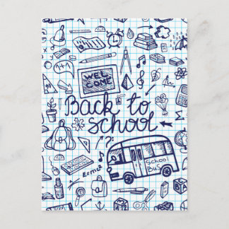 Back to School Supplies. Sketchy Notebook decor Postcard