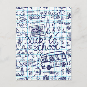Back to School Supplies. Sketchy Notebook Postcard