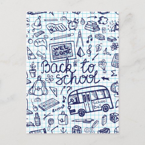 Back to School Supplies Sketchy Notebook Postcard