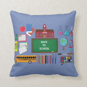 Back to school supplies throw pillow