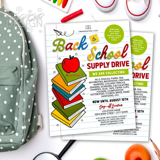 Back To School Supply Drive Charity Raffle Flyer (Creator Uploaded)