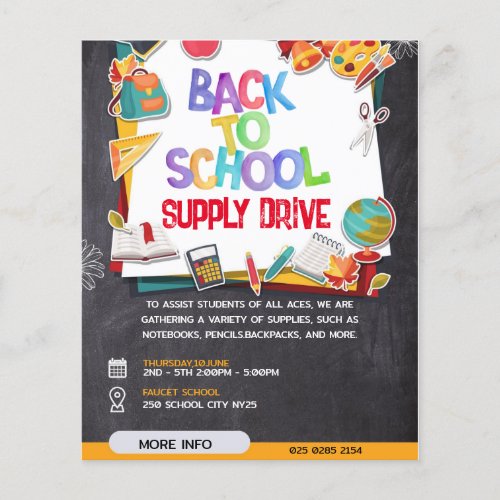 Back to School Supply Drive Fundraiser Flyer