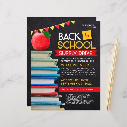 Back To School Supply Drive Fundraiser Flyer