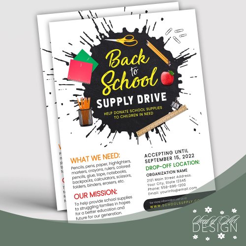 Back To School Supply Drive Fundraiser Flyer