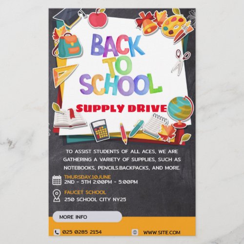 Back to School Supply Drive Fundraiser Flyer