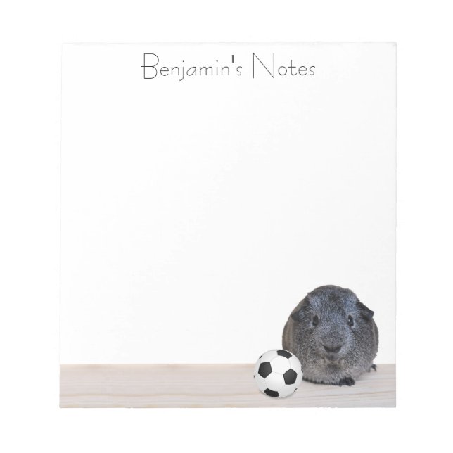 Back To School Sweet Gray Guinea Pig Soccer Ball Notepad (Front)