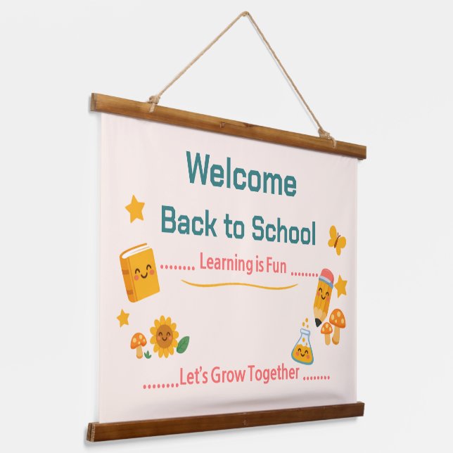 Back to School Tapestry Welcome Classroom Decor (Angled)