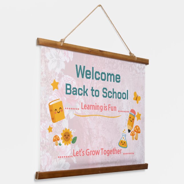 Back to School Tapestry Welcome Classroom Decor (Angled)
