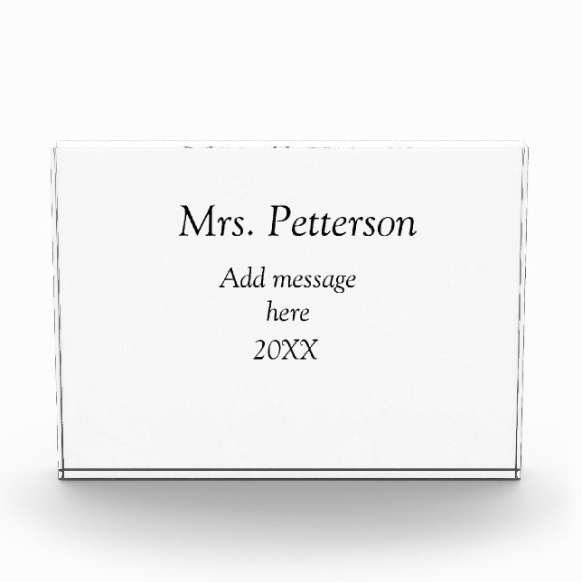 Back to school teacher appreciation add year class acrylic award (Front)