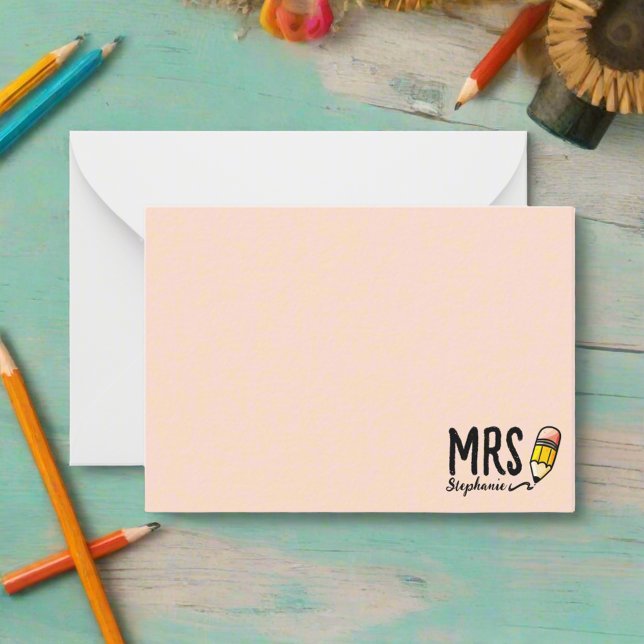 Back to School Teacher Appreciation Pink Girly  Note Card (Creator Uploaded)