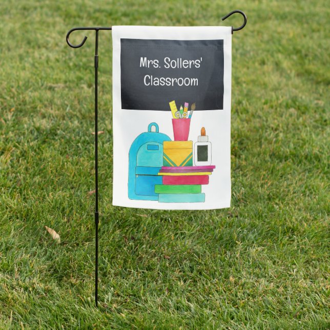 Back to School Teacher Classroom Garden Flag (In SItu)