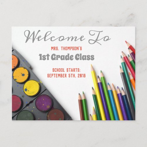 Back To School Teacher Colors Pencils Add Name Postcard