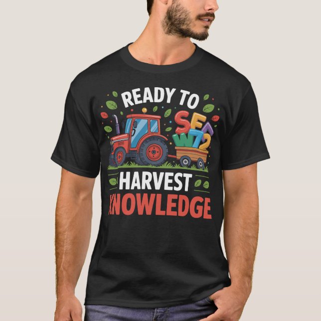 Back to School Teacher Farmer Tractor 100th Day  T-Shirt (Front)