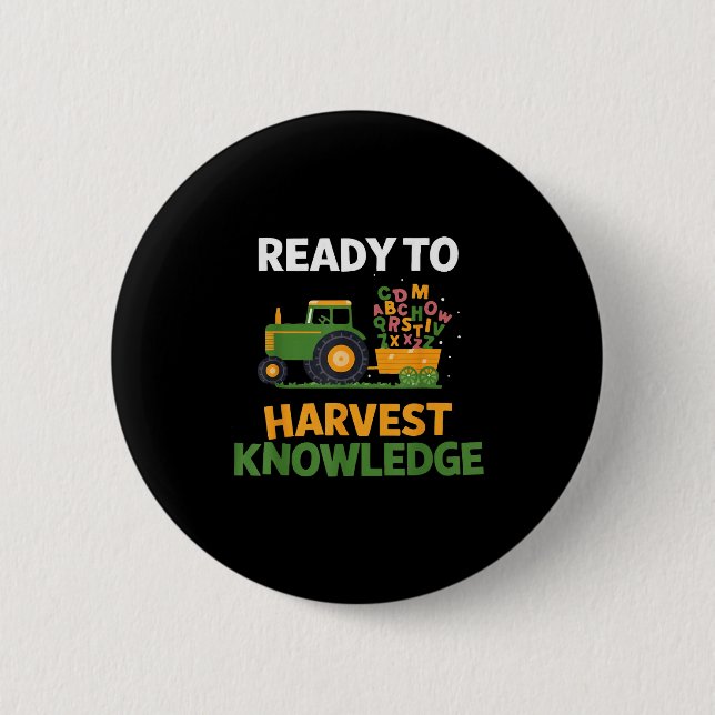 Back To School Teacher Farming Tractor Farmer Kids Button (Front)