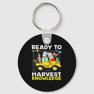 Back To School Teacher Farming Tractor Farmer Kids Keychain