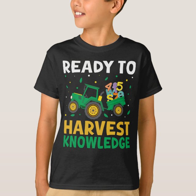 Back to School Teacher Farming Tractor Farmer Kids T-Shirt (Front)