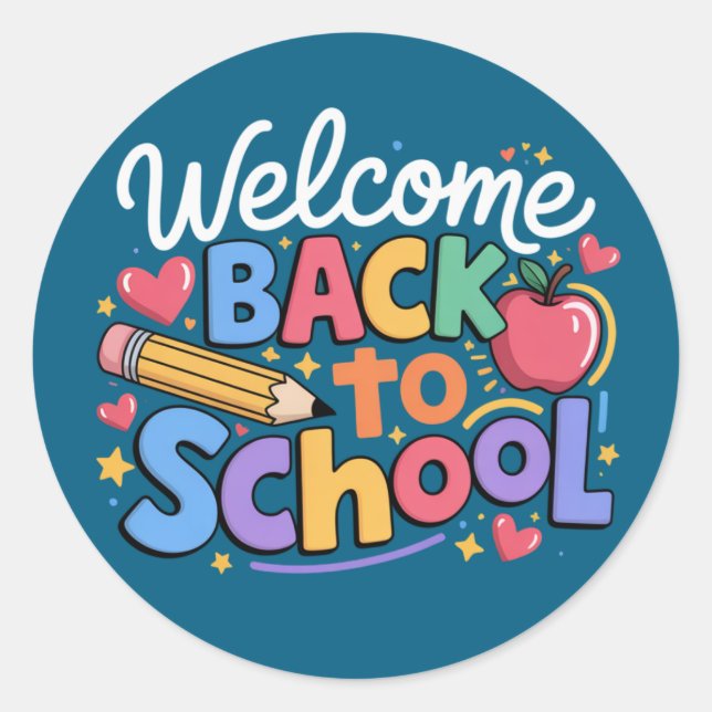 Back to School Teacher First Day of School Funny Classic Round Sticker (Front)