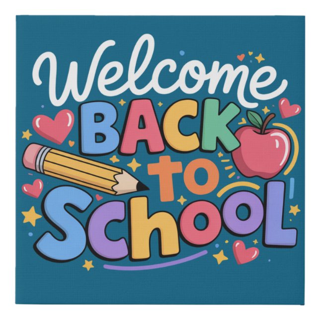 Back to School Teacher First Day of School Funny Faux Canvas Print (Front)
