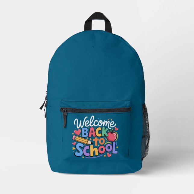 Back to School Teacher First Day of School Funny Printed Backpack (Front)