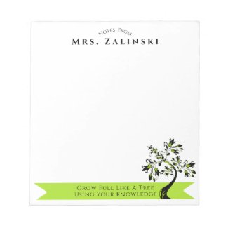 Back To School Teacher Green Floral Tree Custom