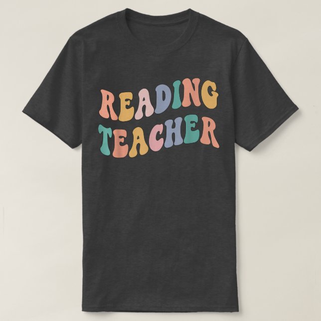 Back to School Teacher, Groovy Retro Reading Teach T-Shirt (Design Front)