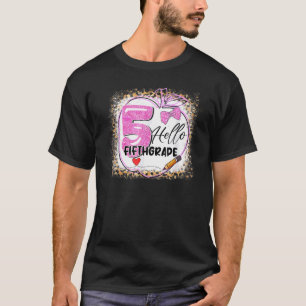 Back To School Teacher Hello 5th Grade Leopard Ble T-Shirt