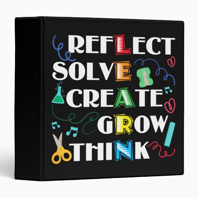 Back to School Teacher Motivation Learn Gift 3 Ring Binder (Front/Spine)