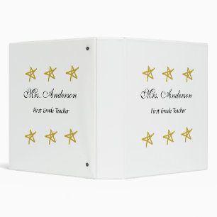 Back to school teacher name golden stars appreciat 3 ring binder