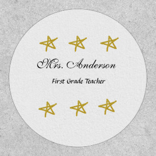 Back to school teacher name golden stars appreciat patch