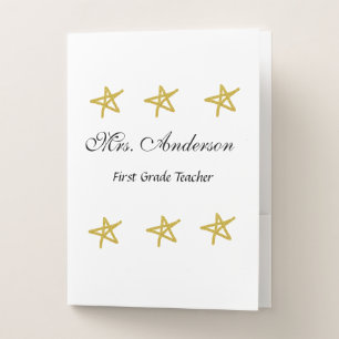 Back to school teacher name golden stars appreciat pocket folder