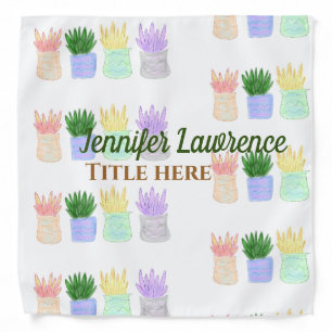 Back to school teacher name title succulents plant bandana