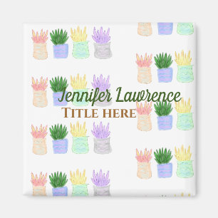 Back to school teacher name title succulents plant magnet