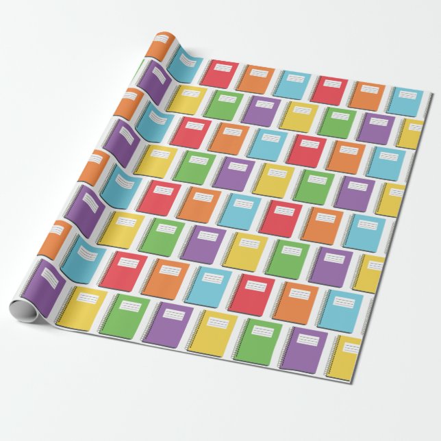 Back to School Teacher Notebook Wrapping Paper (Unrolled)