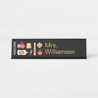 Back To School Teacher School Supplies Personalize Desk Name Plate | Zazzle