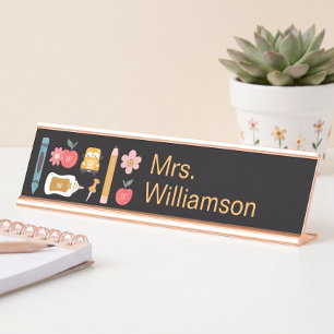 Back To School Teacher School Supplies Personalize Desk Name Plate