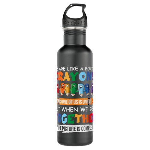 Back To School Teacher We Are Like A Box Of Crayon Stainless Steel Water Bottle