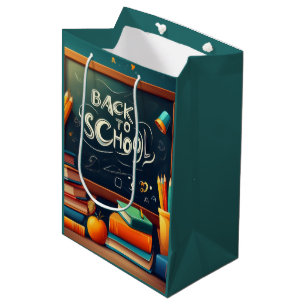 Back to School Teacher Welcome Blackboard Books  Medium Gift Bag