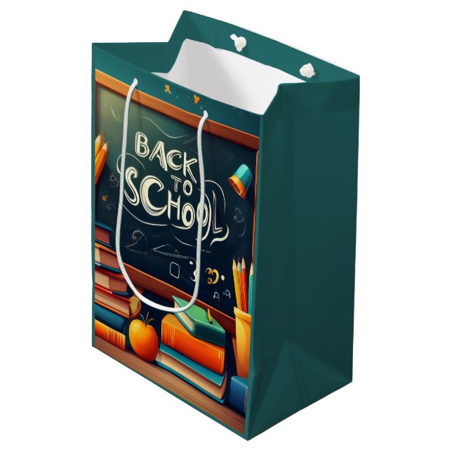Back to School Teacher Welcome Blackboard Books  Medium Gift Bag (Front Angled)