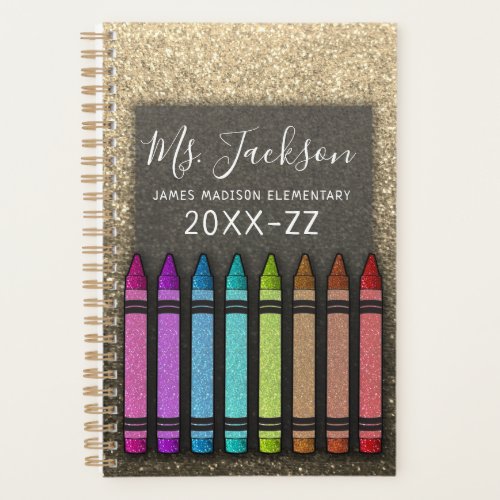 Back To School Teachers Rainbow Glitter Crayons   Planner