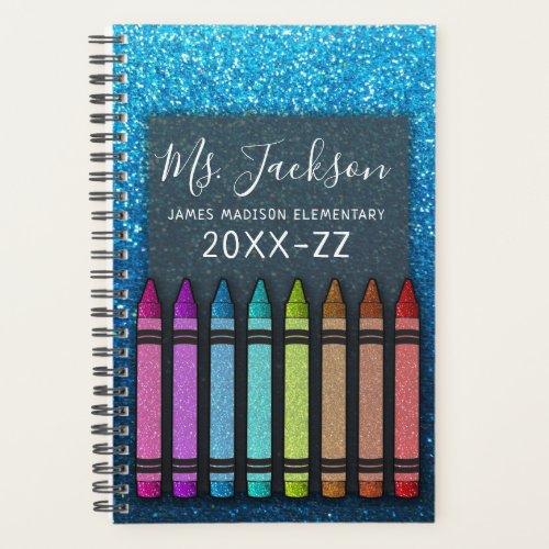 Back To School Teachers Rainbow Glitter Crayons Planner