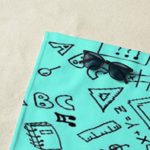 Back to school teal beach towel