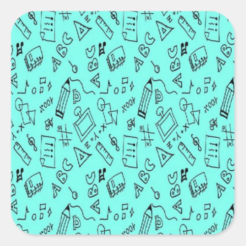 Back to school teal square sticker